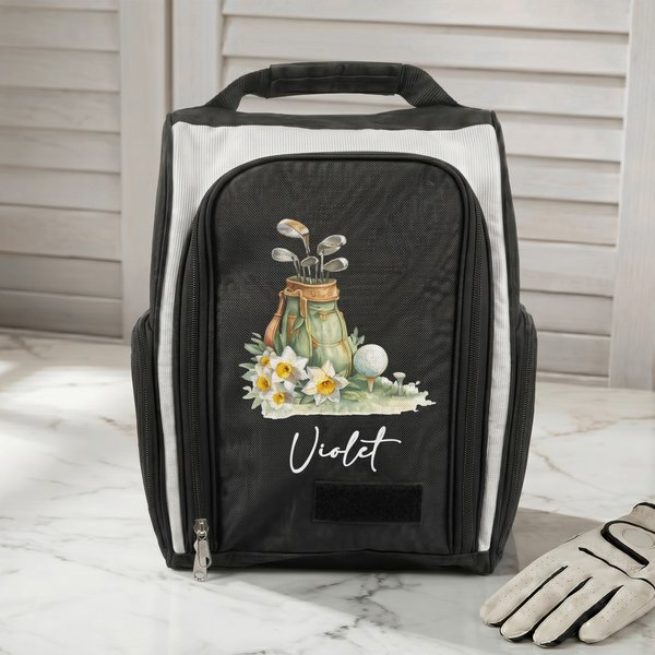 Personalized Golf Theme Birth Flower Large Golf Shoe Bag with Name Golf Club Birthday Gift for  Golf Lover Player