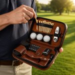 Personalised Classic Golf Pattern Golf Organizer Pouch and Golf Tools Set with Name Daily Use Father's Day Birthday Gift for Golf Lovers