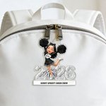 Gepersonaliseerde Cartoon Cheerleader Girl Pom-Pom Acryl Ornament met naam Cheer Team Game Day Gift voor Cheerleader