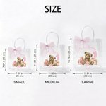 Personalised Teddy Bear Themed Transparent Gift Bag with Name Year Bow Ribbon and Card Birthday Party Decor 1st Birthday Baby Shower Gift for Baby