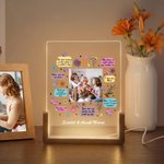 Gepersonaliseerd foto acryl LED nachtlampje met naam en houten basis Home Decor Verjaardag Verjaardag Thanksgiving Gift voor Moeder Oma