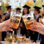 Personalized Graduation Cap Congrats Frosted Plastic Cups with Name and Year Set of 10 Graduation Party Favor for Graduates