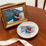 Personalisierte Schmuckschale aus Keramik | Aquarell-Foto mit Namen und Datum | Verlobung Hochzeit Jahrestag Geschenk für Paare frisch Vermählte