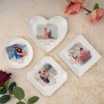 Personalisierte Schmuckschale aus Keramik | Aquarell-Foto mit Namen und Datum | Verlobung Hochzeit Jahrestag Geschenk für Paare frisch Vermählte