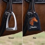 Gepersonaliseerde Paardenfoto Beugelhoes van Fleece met Naam Set van 2 Paardrijbeschermers Ideaal Cadeau voor Paardenliefhebbers en Ruiters