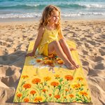 Personalised Birth Flower Fairy Quick Dry Oversized Beach Towel with Name Beach Party Summer Holiday Gift for Kids Women