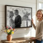 Personalized Black and White Photo Canvas Painting with Name and Year Wall Displays Home Decor Ship from USA Anniversary Day Gift for Couple Newlywed