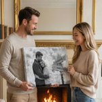 Personalized Black and White Photo Canvas Painting with Name and Year Wall Displays Home Decor Ship from USA Anniversary Day Gift for Couple Newlywed