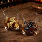 Personalized Chinese-Style Horse 10 oz Rock Whiskey Glass with Name and Auspicious Words Anniversary Birthday Gift for Man Whiskey Enthusiast