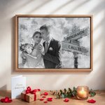 Personalized Black and White Photo Canvas Painting with Name and Year Wall Displays Home Decor Ship from USA Anniversary Day Gift for Couple Newlywed