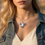 Gepersonaliseerde Western Koe hoofd stenen ketting met initiaal hanger prachtige sieraden verjaardagscadeau voor cowgirl Western liefhebber