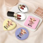 Personalised Birth Flower Highland Cow Compact Heart Round Square Makeup Mirror with Name Birthday Anniversary Gift for Women