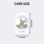 Personalised Teddy Bear Themed Transparent Gift Bag with Name Year Bow Ribbon and Card Birthday Party Decor 1st Birthday Baby Shower Gift for Baby