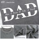 Personalized Dad Text Design Soft Distressed 100% Cotton T-shirt with 1-4 Names Daily Wear Father's Day Birthday Gift for Father