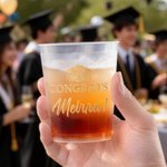 Personalized Graduation Cap Congrats Frosted Plastic Cups with Name and Year Set of 10 Graduation Party Favor for Graduates