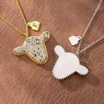 Gepersonaliseerde Western Koe hoofd stenen ketting met initiaal hanger prachtige sieraden verjaardagscadeau voor cowgirl Western liefhebber