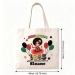 Personalised Juneteenth 1865 Cartoon Black Boy Girl Character Balloon Canvas Tote Bag with Name Black Independence Day Juneteenth Gift for Boys Girls