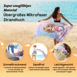 Personalisiertes Cartoon-Meerjungfrauen-Strandtuch | mit Namen | schnelltrockenend | Handtuch | Sommerurlaub Geburtstag Geschenk für Mädchen
