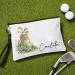 Personalised Birth Flower Golf Cosmetic Bag with Name Travel Accessory Anniversary Birthday Gift for Women Golf Lovers