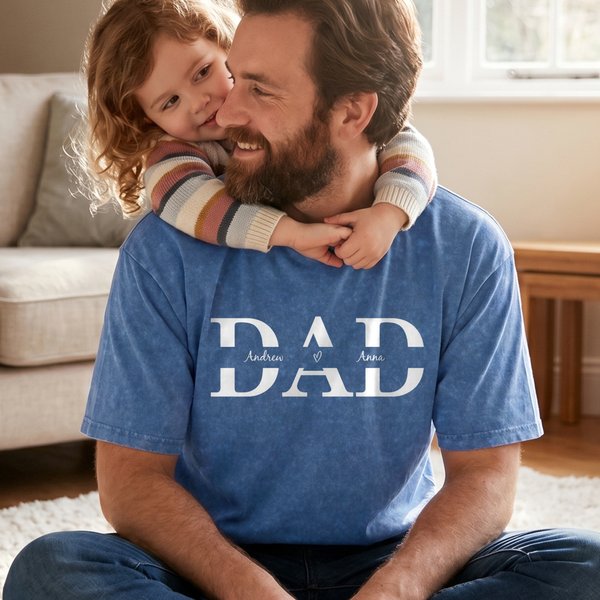 Camiseta de algodón 100% con 1-4 nombres, personalizada y con diseño de texto, para el Día del Padre Regalo de cumpleaños para el padre