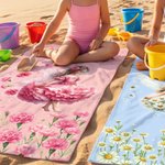 Personalised Birth Flower Fairy Quick Dry Oversized Beach Towel with Name Beach Party Summer Holiday Gift for Kids Women