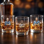 Personalized Old-Fashioned Dad Photo 10 oz Rock Whiskey Glass with Name and Text Father's Day Birthday Gift for Dad Grandad