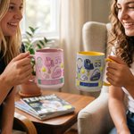 Personalized Tennis Racket Sport Equipment 11 oz 15 oz Ceramic Mug with Name and Coaster Daily Use Tennis Game Day Gift for Tennis Players Lovers