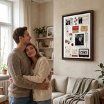 Personalized Romantic Matchbox Collage Photo Framed Canvas Print with Names and Texts Ship from USA Anniversary Valentine's Day Gift for Couples
