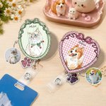 Personalisierte Hand-Painted Pet Foto einziehbare ID-Karte Badge Reel mit Namen und Glitter Pfote Charme Geburtstagsgeschenk für Tierliebhaber Lehrer Krankenschwester