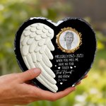 Personalisierte Angel Wing Heart Memorial Foto Garten Stein mit Namen Garten Dekoration Memorial Geschenk für den Verlust eines geliebten Menschen Tierhalter