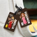 Gepersonaliseerde Cartoonfiguur Bagagelabel met Naam Perfect als Reisaccessoire en Verjaardagscadeau voor Familie en Reisliefhebbers