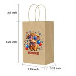 Personalized Cute Highland Cow American Flag Bow Reusable Kraft Paper Gift Bags with Name American Independence Day Gift for Americans
