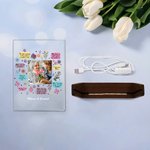 Gepersonaliseerd foto acryl LED nachtlampje met naam en houten basis Home Decor Verjaardag Verjaardag Thanksgiving Gift voor Moeder Oma