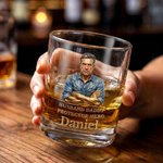 Personalized Old-Fashioned Dad Photo 10 oz Rock Whiskey Glass with Name and Text Father's Day Birthday Gift for Dad Grandad
