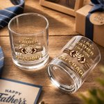Personalized Like Father Like Son Fist Bump 10 oz Rock Whiskey Glass with Name Father's Day Birthday Gift for Father Whiskey Lover