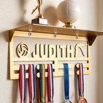 Personalized Sports Pattern Medal Display Stand with Name Sports Memorabilia Wall Decor Game Day Gift for Sport Lover Athlete Teenager