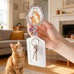 Personalisierte Hand-Painted Pet Foto einziehbare ID-Karte Badge Reel mit Namen und Glitter Pfote Charme Geburtstagsgeschenk für Tierliebhaber Lehrer Krankenschwester