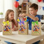 Personalized Cute Highland Cow American Flag Bow Reusable Kraft Paper Gift Bags with Name American Independence Day Gift for Americans
