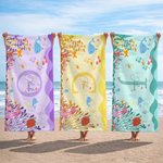 Personalisierte Multicolor Ozean Tiere weichen schnell trocknenden Strand Handtuch mit Namen Strand Party Geburtstagsgeschenk für Ocean Lover