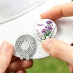 Personalizzato fiore di nascita Golf Club marcatore di palline da golf con clip magnetica per cappello e nome Compleanno Giorno di gioco Regalo per gli amanti del golf