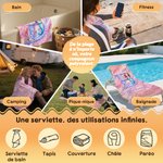 Serviette de plage personnalisée avec nom et initiale de sirène pour la fête de la plage Cadeau d'anniversaire pour les filles