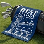 Personalized Best Daddy Multicolor Waffle Quick Dry Name Golf Towel with Carabiner Sports Accessory Birthday Father's Day Gift for Dad Golf Players
