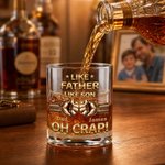 Personalized Like Father Like Son Fist Bump 10 oz Rock Whiskey Glass with Name Father's Day Birthday Gift for Father Whiskey Lover