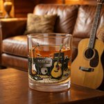 Personalised Guitar Studio Theme 10 oz Old Fashioned Whiskey Glass with Name Birthday Gift for Guitar Music Lover