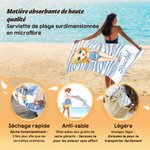 Serviette de plage super absorbante personnalisée avec nom et personnage - Cadeau d'anniversaire vacances d'été pour les femmes