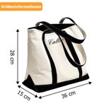 Personalisierte Canvas Tragetasche mit besticktem Namen | großer Shopper | Tote Bag | Reise-Zubehör | Alltag Geburtstag Geschenk für Familie Frauen