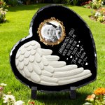 Personalisierte Angel Wing Heart Memorial Foto Garten Stein mit Namen Garten Dekoration Memorial Geschenk für den Verlust eines geliebten Menschen Tierhalter