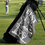 Personalized Best Daddy Multicolor Waffle Quick Dry Name Golf Towel with Carabiner Sports Accessory Birthday Father's Day Gift for Dad Golf Players