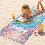 Personalisierte Cartoon Meeresschildkröte Meerestiere schnell trocknen überdimensioniert Strand Handtuch mit Namen Strand Party Sommer Urlaub Geschenk für Kinder
