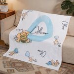 Personalized Soft Classic Winnie the Pooh Fleece Throw Blanket with Name and Initial Baby Shower Receiving Gift for Newborns